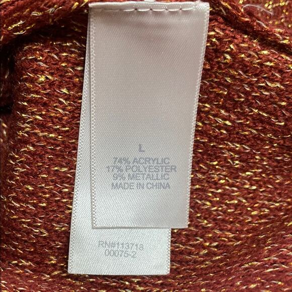 Bisou Bisou | NWOT Metallic Gold Maroon Woven Knit Sweater Zipper Details Disco - Picture 6 of 9